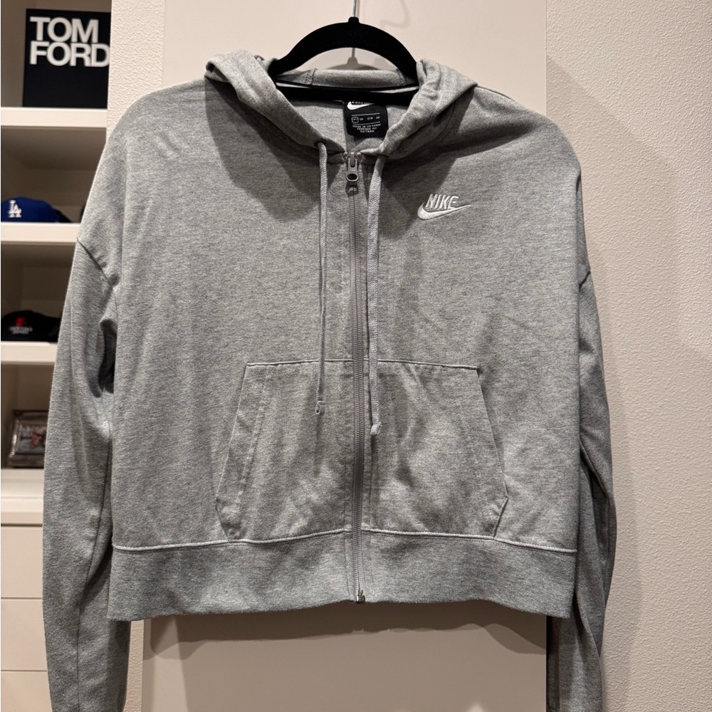 Nike Women's Light Gray Zip-Up Hoodie
